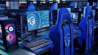 esports gaming lab with the pirate branded chairs and screens