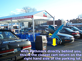 Shufly virtual tour stop. Image highlights pathmark parking lot.