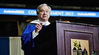 His Excellency António Guterres delivering the address at Seton Hall's 166th baccalaureate commencement.