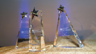 Photo of Entrepreneur Hall of Fame trophies
