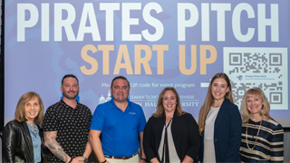 Pirates Pitch Startup Contest Judges with Dean Joyce Strawser and CIE Director Susan Scherreik