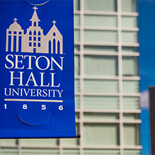 Seton Hall banner hanging from pole x222
