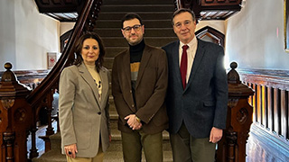 Skłodowska-Curie Fellow Matteo Brera, with President Katia Passerini and Professor William Connell