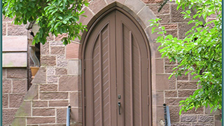 An image of the exterior of a church