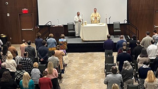Science and ReligionDr. Chris Baglow (Notre Dame) presented two keynotes to over 80 Catholic educators.Heather Foucault-Camm presented on Good Science and Science for the Human GoodAttendees gather to celebrate midday Mass with Fr. Joseph Laracy. 