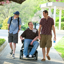 Student in wheelchair with friends